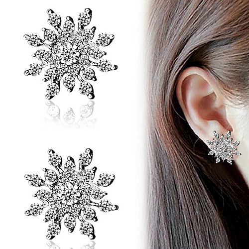 

Women's Crystal Stud Earrings Alphabet Shape Snowflake Ladies Vintage Fashion Rhinestone Earrings Jewelry Silver / Golden For Party Daily Casual
