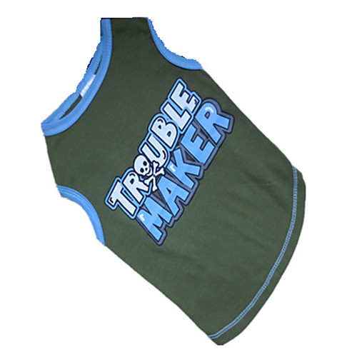 

Dog Shirt / T-Shirt Dog Clothes Letter & Number Blue / Green Cotton Costume For Summer