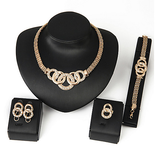 

Women's Cubic Zirconia Necklace Earrings Bracelet Link / Chain Bib Africa Earrings Jewelry Golden / Silver For Wedding Party Daily Casual 1 set / Ring / Rings / Bracelets & Bangles