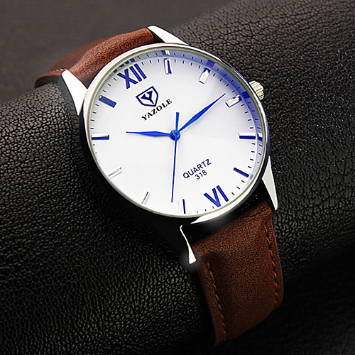 

YAZOLE Men's Wrist Watch Quartz Leather Black / Brown Analog Classic Simple watch - Black Brown