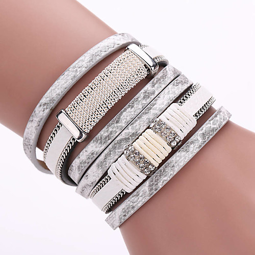 

Women's Wrap Bracelet Leather Bracelet Layered Stacking Stackable Ladies Bohemian European Fashion Boho Leather Bracelet Jewelry White / Brown / Green For Party Daily Casual