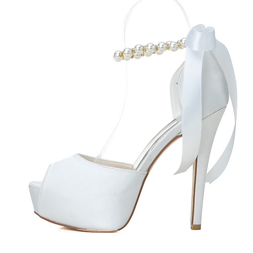 

Women's Platform Stiletto Heel Wedding Party & Evening Pearl Summer Ivory Black White / EU41