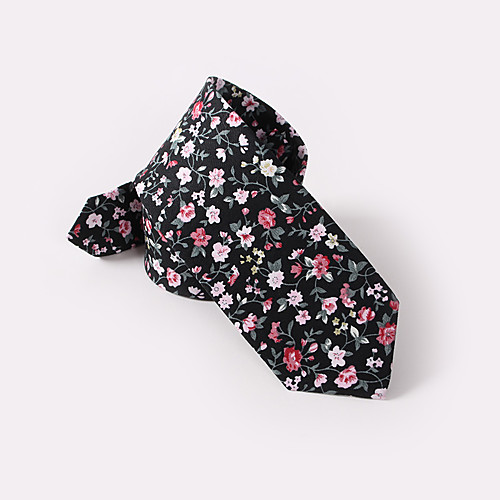 

Black Floral Skinny Ties Cotton