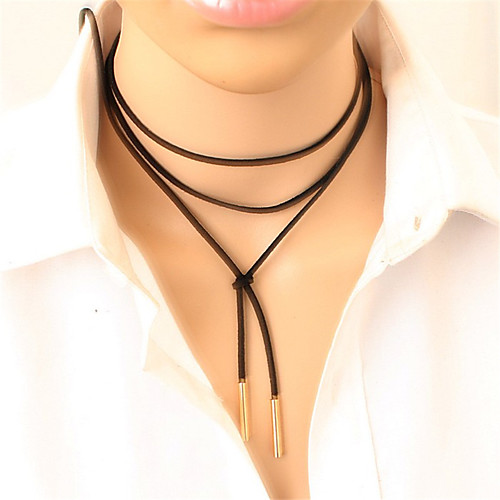 

Women's Choker Necklace Y Necklace Tattoo Choker Necklace Long Cheap Ladies Personalized Tattoo Style Punk Leather Alloy Black Silver Necklace Jewelry For Party Daily Casual
