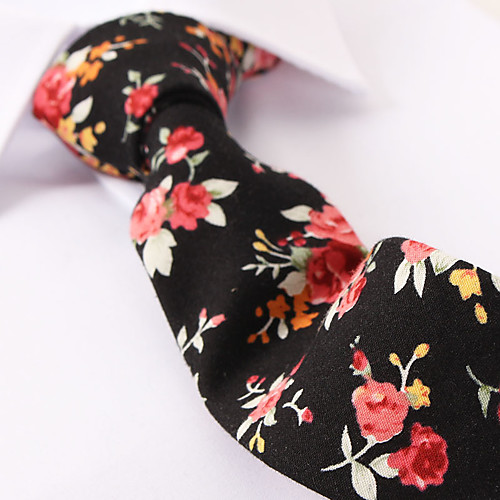 

Black Floral Skinny Ties Cotton