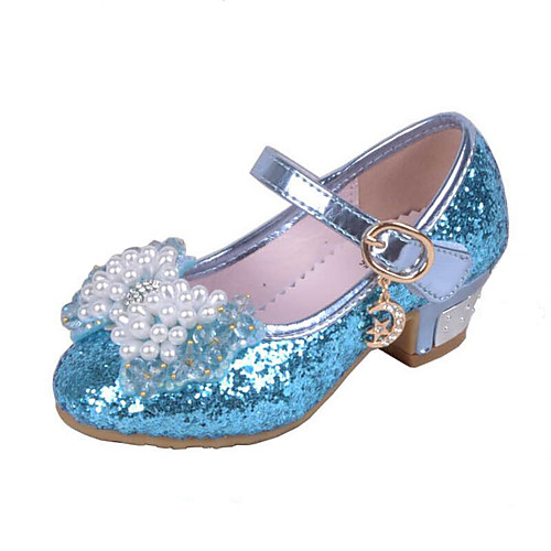 

Girls' Heels Comfort Glitter Little Kids(4-7ys) Wedding Casual Dress Crystal Bowknot Imitation Pearl Pink Blue Pink Spring & Summer / Sequin / TPR (Thermoplastic Rubber)