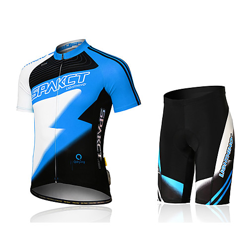 

SPAKCT Men's Short Sleeve Cycling Jersey with Shorts Bike Shorts Jersey Clothing Suit 3D Pad Quick Dry Anatomic Design Reflective Strips Sports Spandex Coolmax Sports Clothing Apparel / Stretchy