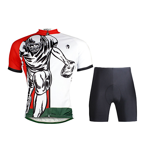 

ILPALADINO Men's Short Sleeve Cycling Jersey with Shorts Random Colors Bike Clothing Suit Breathable 3D Pad Quick Dry Ultraviolet Resistant Reflective Strips Sports Lycra Fashion Clothing Apparel