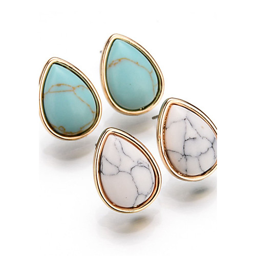 

Women's Turquoise Stud Earrings Drop Earrings Drop Ladies Vintage Bohemian European Simple Style Fashion Gold Plated Turquoise Earrings Jewelry White / Blue For Party Daily Casual