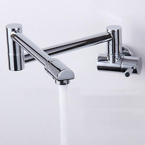 

Contemporary Wall Mounted Rotatable Ceramic Valve One Hole Single Handle One Hole Chrome, Kitchen faucet