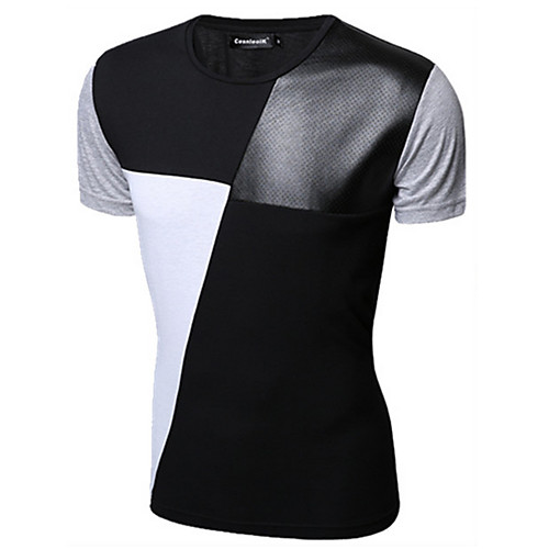 

Men's T shirt Color Block Short Sleeve Daily Tops Cotton White Black Gray
