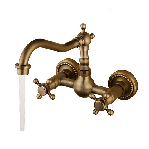 

Bathroom Sink Faucet - Rotatable Antique Bronze Wall Mounted Two Holes / Two Handles Two HolesBath Taps