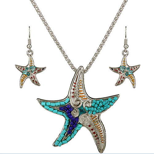 

Women's Jewelry Set Necklace / Earrings Personalized Vintage European Fashion Sterling Silver Resin Earrings Jewelry Silver / Green For Daily Casual Work