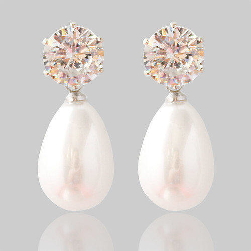 

Women's Synthetic Diamond Stud Earrings Fashion Pearl Earrings Jewelry Silver For Wedding Party