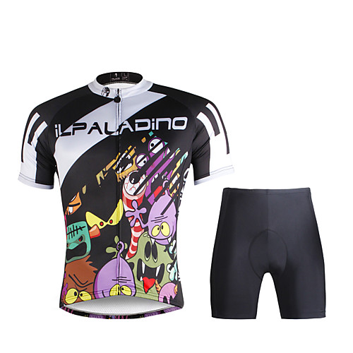 

ILPALADINO Men's Short Sleeve Cycling Jersey with Shorts Lycra Black Bike Jersey Clothing Suit Mountain Bike MTB Road Bike Cycling Breathable Quick Dry Ultraviolet Resistant Sports Clothing Apparel