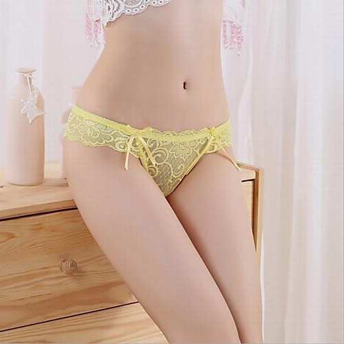 

Women's Lace Cotton Super Sexy Ultra Sexy Panty Solid Colored Low Waist White Black Yellow One-Size