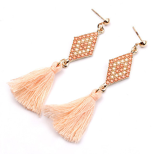 

Women's Earrings Tassel Fringe Long Statement Ladies Personalized Tassel Bohemian Vintage Resin Gold Plated Earrings Jewelry White / Black / Pink For Party Daily Casual / Turquoise