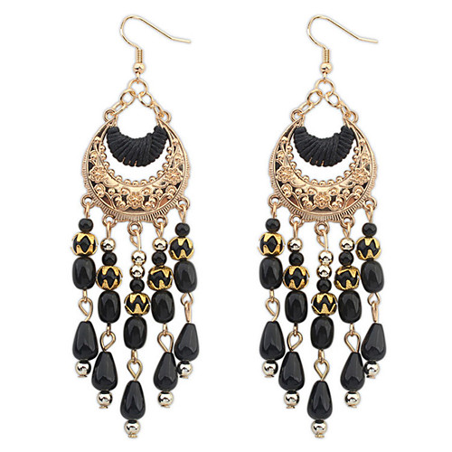 

Women's Girls' Hanging Earrings Ladies Tassel Party Bohemian Vintage Fashion Crystal Resin Gold Plated Earrings Jewelry White / Black / Red For Wedding Party / Turquoise