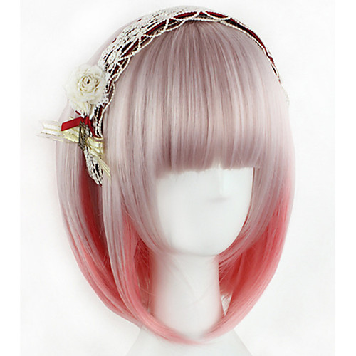 

Synthetic Wig Straight Straight Bob Wig Short Light Pink Synthetic Hair Women's Ombre Hair Pink