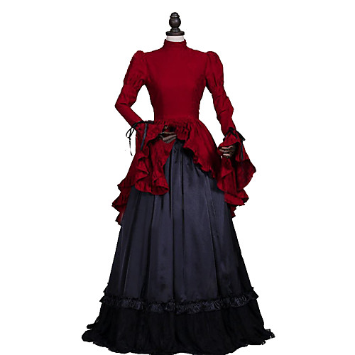 

Marie Antoinette Rococo Victorian 18th Century Dress Party Costume Masquerade Women's Lace Satin Costume Red Vintage Cosplay Long Sleeve Long Length Ball Gown Plus Size