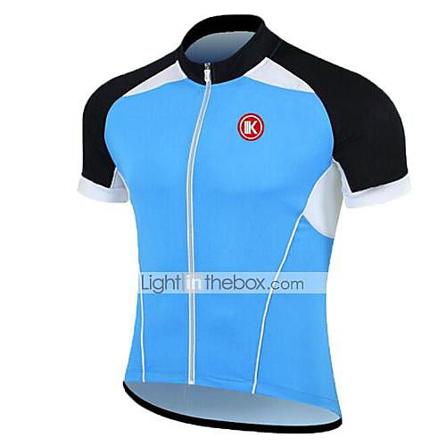 

KEIYUEM Men's Women's Short Sleeve Cycling Jersey Coolmax Silicon Blue White Black Bike Jersey Top Breathable Quick Dry Ultraviolet Resistant Sports Clothing Apparel / Stretchy / Back Pocket