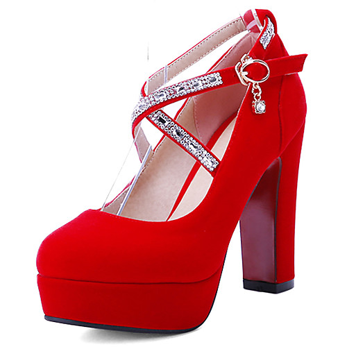 red platform block heels