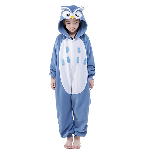 

Kid's Kigurumi Pajamas Owl Animal Onesie Pajamas Velvet Mink Blue Cosplay For Boys and Girls Animal Sleepwear Cartoon Festival / Holiday Costumes