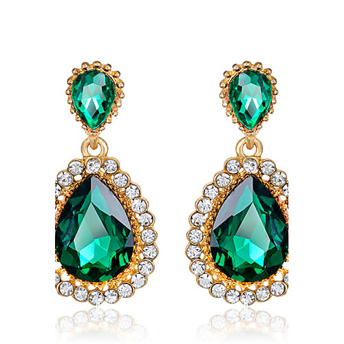 

Women's Emerald AAA Cubic Zirconia Synthetic Emerald Drop Earrings Pear Cut Solitaire Birthstones Zircon Cubic Zirconia Earrings Jewelry Green For Wedding Party / Crystal