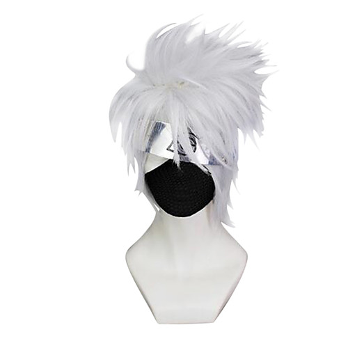 

Naruto Hatake Kakashi Cosplay Wigs Men's 10 inch Synthetic Fiber Silver Anime