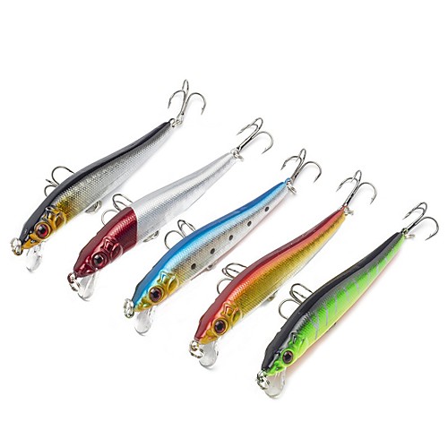 

5 pcs Fishing Lures Minnow lifelike 3D Eyes Floating Bass Trout Pike Sea Fishing Bait Casting Spinning