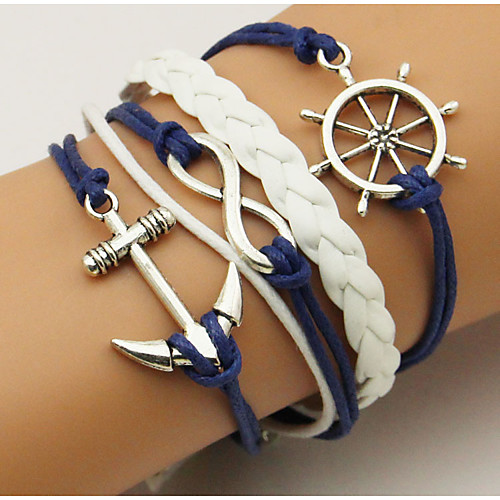 

Men's Women's Wrap Bracelet Loom Bracelet Anchor Bohemian Double-layer Alloy Bracelet Jewelry Blue For Daily Casual