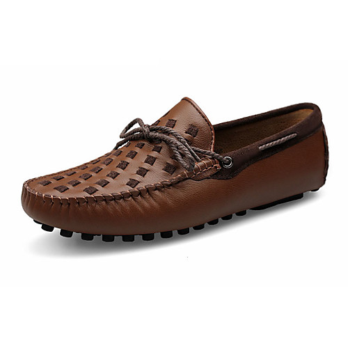

Men's Boat Shoes Comfort Shoes Casual Leather Slip Resistant Black Yellow Brown Fall Spring