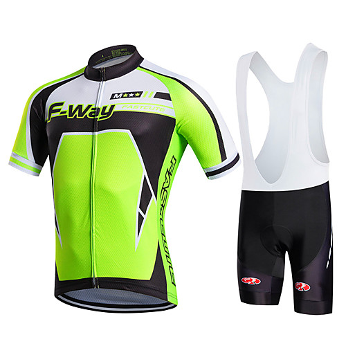

Fastcute Men's Short Sleeve Cycling Jersey with Bib Shorts Polyester Lycra Black Plus Size Bike Bib Shorts Jersey Bib Tights Breathable Quick Dry Sweat-wicking Sports Sports Mountain Bike MTB Road