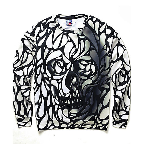 

Men's Sweatshirt Skull Print Halloween Daily Sports Hoodies Sweatshirts Long Sleeve Loose Black
