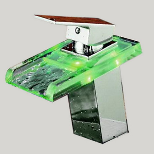 

Bathroom Sink Faucet-Brass / Waterfall / Chrome / Single Handle Single Hole Bathroom Faucet