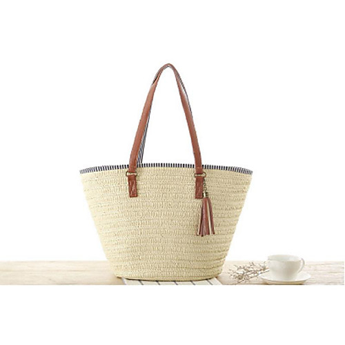 

Women's Bags Tote Straw Bag Bohemian Style Daily Straw Bag Handbags Light Brown Army Green Beige