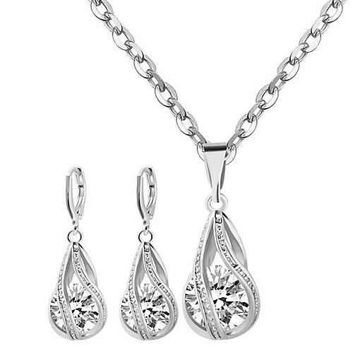 

Women's Diamond Cubic Zirconia Moissanite Pendant Necklace Necklace / Earrings Solitaire Round Cut Ladies Fashion Bridal Sterling Silver Zircon Earrings Jewelry White For Wedding Party Daily Casual