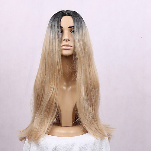 

women s synthetic wig long straight hair ombre 1b blonde color wig for black women heat resistant cospaly wig