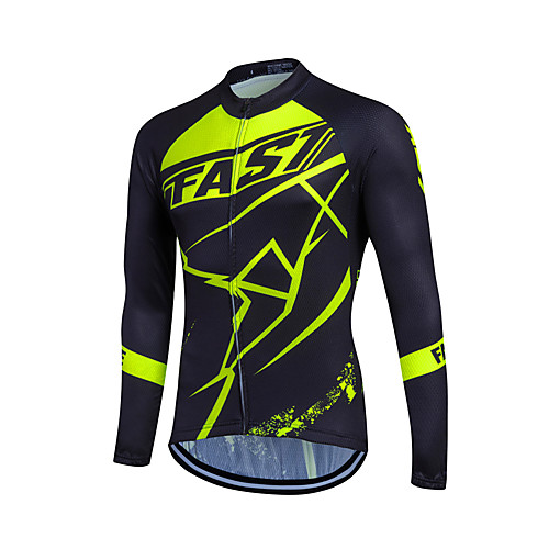 

Fastcute Men's Women's Long Sleeve Cycling Jersey Winter Coolmax Polyester Black / Green Plus Size Bike Sweatshirt Jersey Top Mountain Bike MTB Road Bike Cycling Breathable Quick Dry Reflective