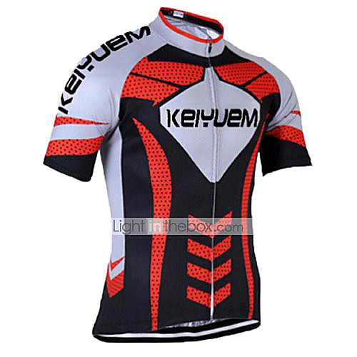 

KEIYUEM Men's Women's Short Sleeve Cycling Jersey Coolmax Silicon Bike Jersey Top Breathable Quick Dry Ultraviolet Resistant Sports Clothing Apparel / Stretchy / Back Pocket / Sweat-wicking