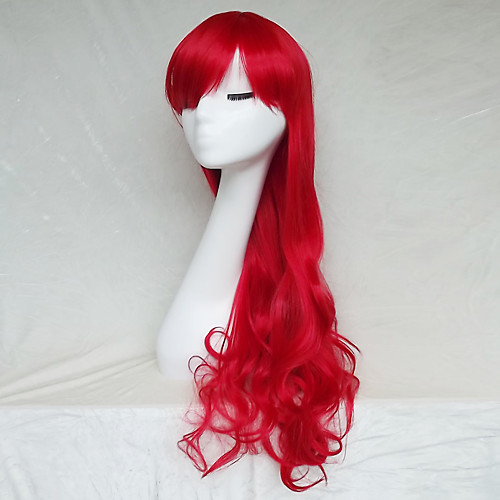 

Synthetic Wig Wavy Wavy Asymmetrical With Bangs Wig Long Red Synthetic Hair Women's Natural Hairline Red