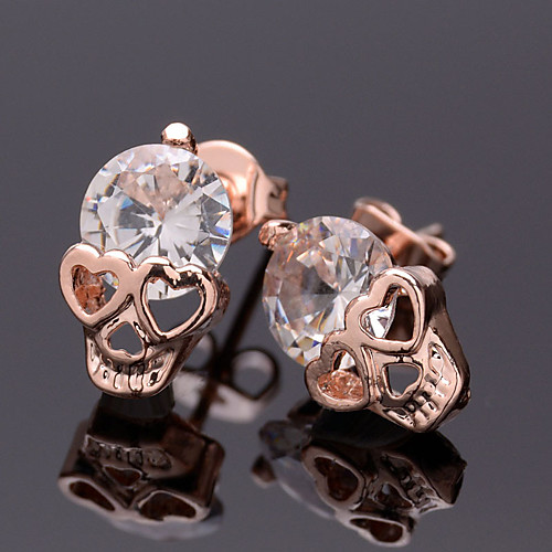 

Women's Stud Earrings Round Cut Skull Ladies Punk European Rose Gold Plated Earrings Jewelry Gold For Halloween Casual Daily