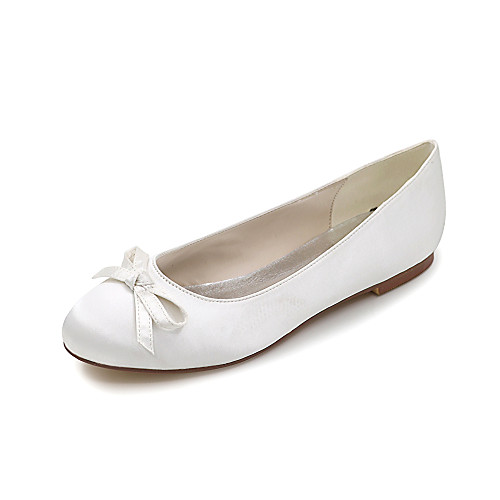 

Women's Flats Plus Size Flat Heel Wedding Dress Party & Evening Satin Bowknot Summer White Purple Red