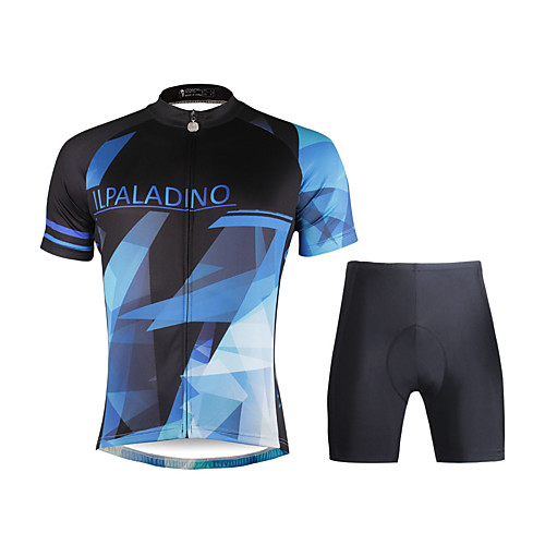 

ILPALADINO Men's Short Sleeve Cycling Jersey with Shorts Black Gradient Bike Clothing Suit Breathable 3D Pad Quick Dry Ultraviolet Resistant Reflective Strips Sports Lycra Gradient Mountain Bike MTB