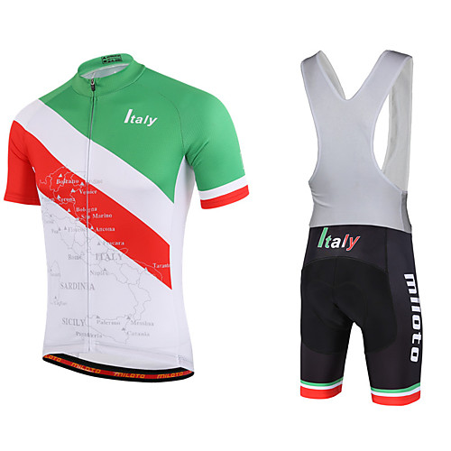 

Miloto Men's Short Sleeve Cycling Jersey with Bib Shorts Black Italy Bike Bib Shorts Jersey Bib Tights Breathable Quick Dry Sweat-wicking Sports Polyester Lycra Italy Mountain Bike MTB Road Bike