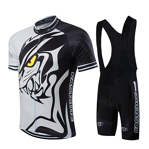 

Fastcute Men's Short Sleeve Cycling Jersey with Bib Shorts Black Yellow Red Bike Breathable Quick Dry Sports Classic Mountain Bike MTB Road Bike Cycling Clothing Apparel / High Elasticity