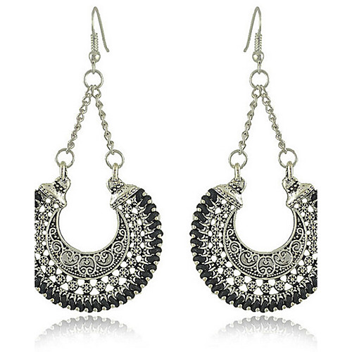 

Women's Girls' Earrings fan earrings Hollow Out Marcasite Flower Ladies Vintage Bohemian European Fashion Boho Silver Plated Earrings Jewelry Beige / Red / Blue For Party Casual / Multi-stone
