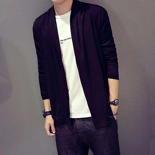 

Men's Solid Colored Cardigan Cotton Long Sleeve Plus Size Regular Sweater Cardigans Spring Fall Black Gray