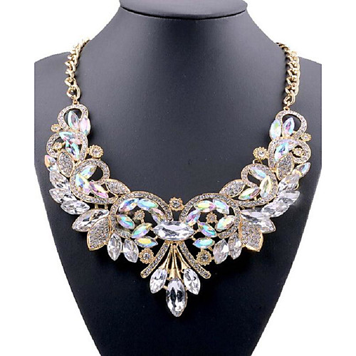 

Women's Crystal Statement Necklace Y Necklace Flower Statement Ladies Vintage Fashion Crystal Rhinestone Alloy White Purple Red Blue Necklace Jewelry For Wedding Party Party / Evening Daily Casual