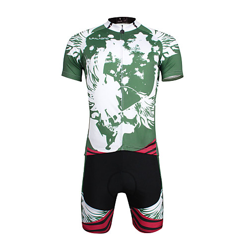

ILPALADINO Men's Short Sleeve Cycling Jersey with Shorts Lycra Green and Black Bike Jersey Clothing Suit Mountain Bike MTB Road Bike Cycling Breathable Quick Dry Ultraviolet Resistant Sports Clothing